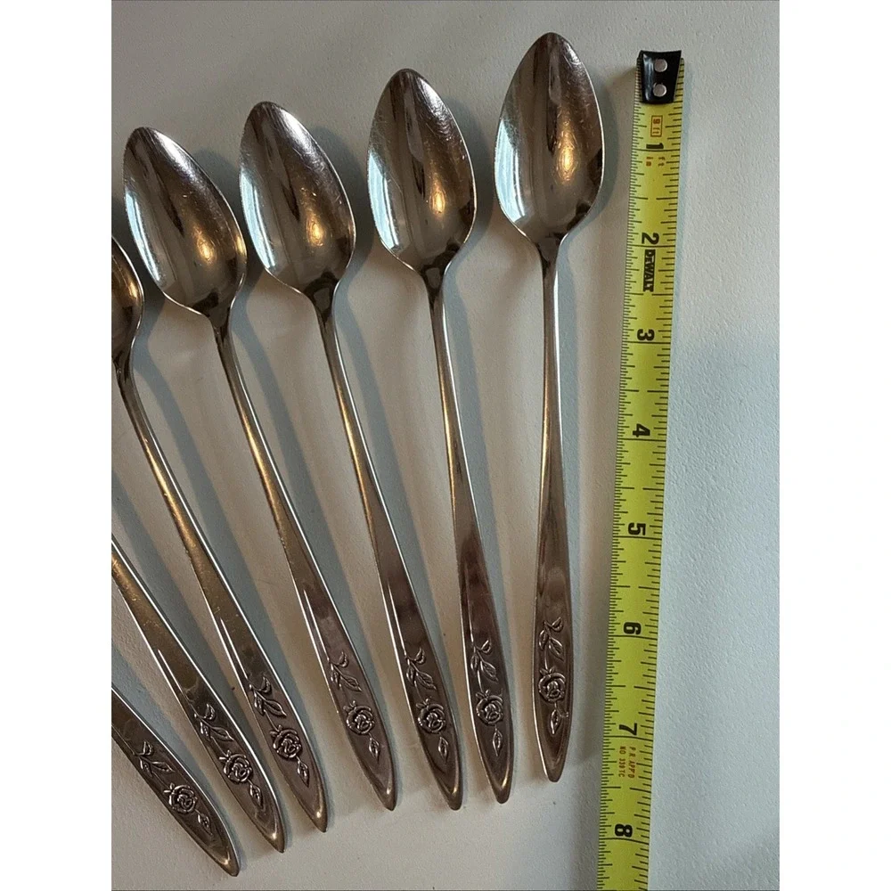 VTG Oneida Community MY ROSE Stainless Betty Crocker Iced Tea Spoons Set 7 Read